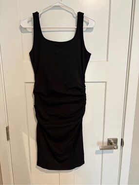 Women’s Black Ruched Midi Tank Dress